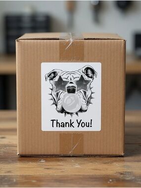 Old English Bulldog Thank You Labels 4”x6”-100ct.